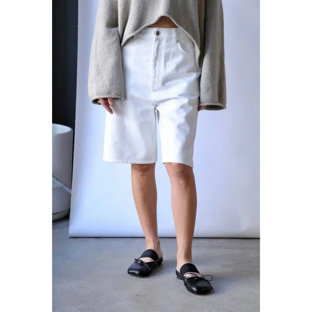 Loulou Studio Isu Shorts in Ivory 25 New Womens Bermuda Long Knee